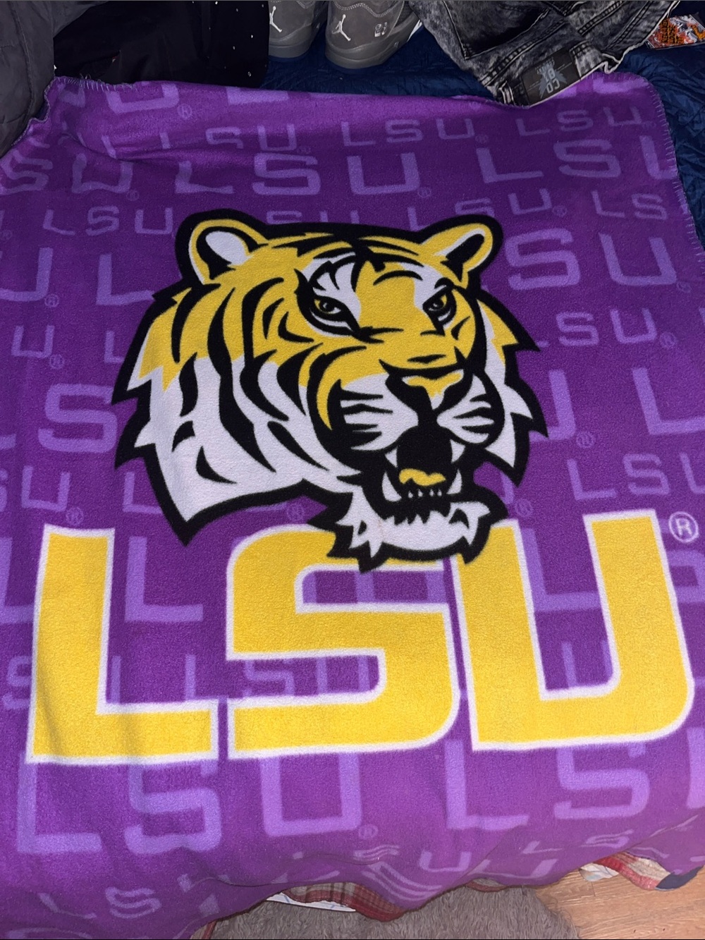 Tigers Purple & Gold Plush Throw Blanket